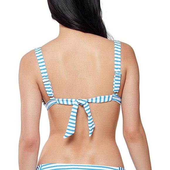 Jessica Simpson Sunshine Stripe Retro Bikini Top Bluebell Square Neck NEW Small - Picture 2 of 2